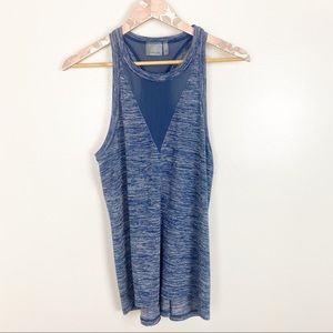 Athleta Utopia Heather Blue Spacedye Mesh Tank Top